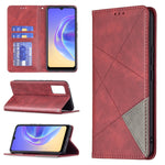 Custodia in pelle magnetica a rotazione orizzontale con struttura a rombo con supporto e slot per schede, For vivo V21e 4G, For vivo V21e 5G, For vivo V21, For vivo Y11/Y15/Y12/Y17