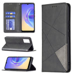 Custodia in pelle magnetica a rotazione orizzontale con struttura a rombo con supporto e slot per schede, For vivo V21e 4G, For vivo V21e 5G, For vivo V21, For vivo Y11/Y15/Y12/Y17