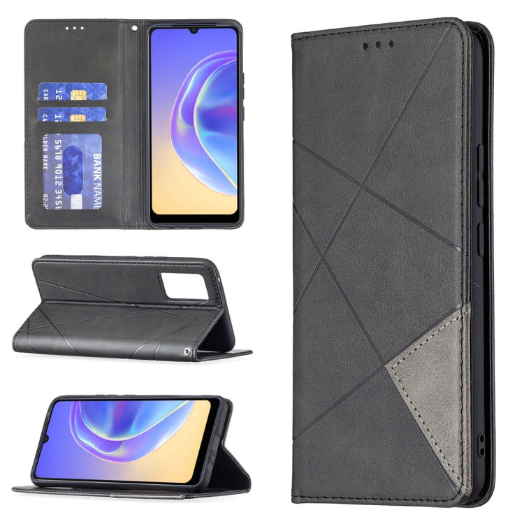 Custodia in pelle magnetica a rotazione orizzontale con struttura a rombo con supporto e slot per schede, For vivo V21e 4G, For vivo V21e 5G, For vivo V21, For vivo Y11/Y15/Y12/Y17