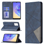 Custodia in pelle magnetica a rotazione orizzontale con struttura a rombo con supporto e slot per schede, For vivo V21e 4G, For vivo V21e 5G, For vivo V21, For vivo Y11/Y15/Y12/Y17