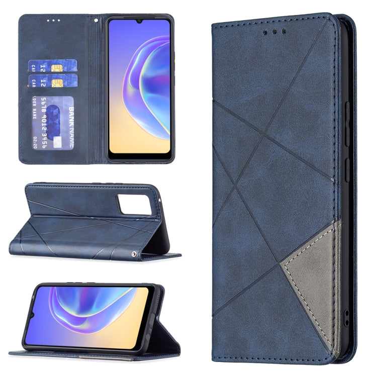 Custodia in pelle magnetica a rotazione orizzontale con struttura a rombo con supporto e slot per schede, For vivo V21e 4G, For vivo V21e 5G, For vivo V21, For vivo Y11/Y15/Y12/Y17