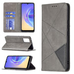 Custodia in pelle magnetica a rotazione orizzontale con struttura a rombo con supporto e slot per schede, For vivo V21e 4G, For vivo V21e 5G, For vivo V21, For vivo Y11/Y15/Y12/Y17