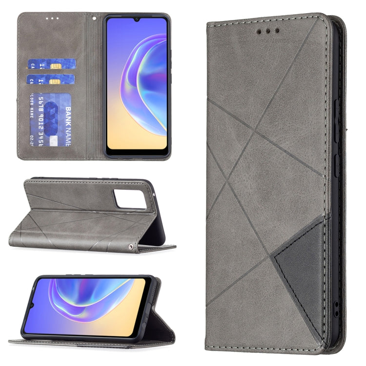 Custodia in pelle magnetica a rotazione orizzontale con struttura a rombo con supporto e slot per schede, For vivo V21e 4G, For vivo V21e 5G, For vivo V21, For vivo Y11/Y15/Y12/Y17