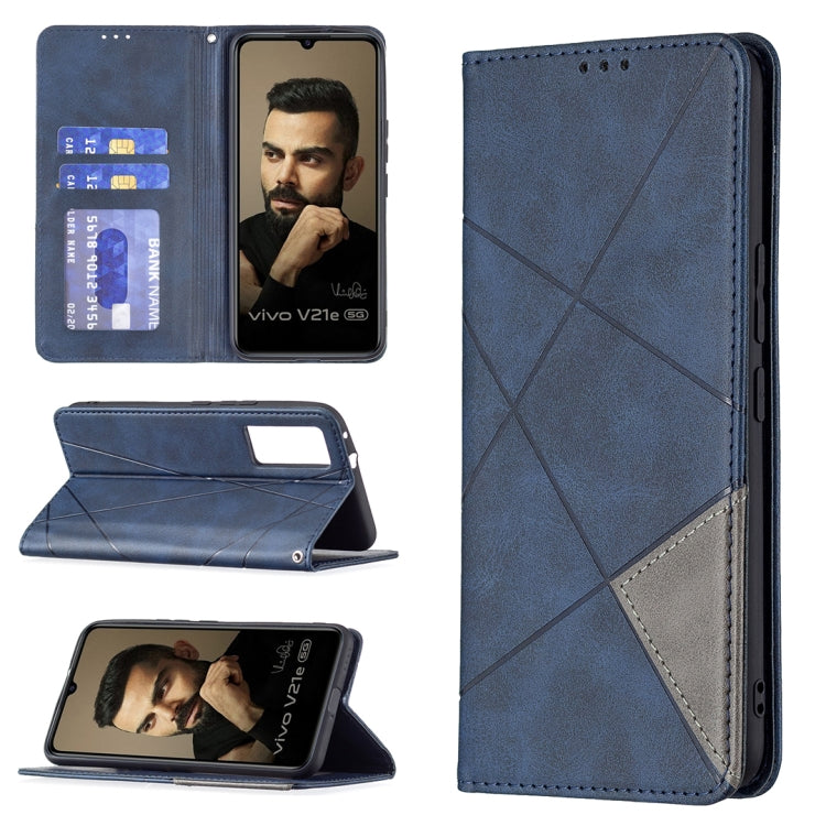 Custodia in pelle magnetica a rotazione orizzontale con struttura a rombo con supporto e slot per schede, For vivo V21e 4G, For vivo V21e 5G, For vivo V21, For vivo Y11/Y15/Y12/Y17