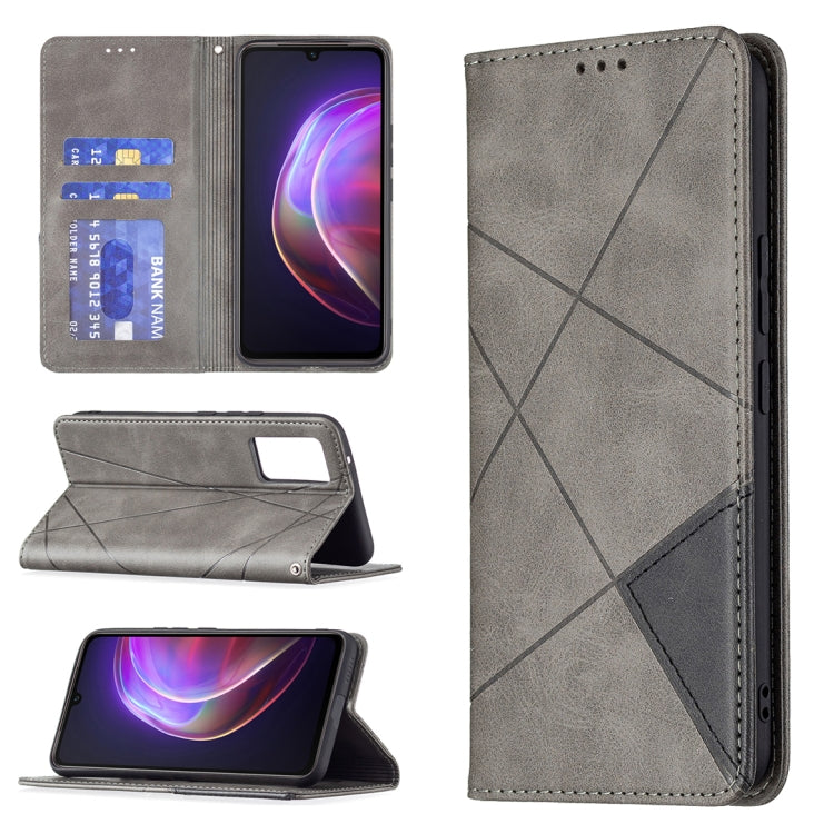 Custodia in pelle magnetica a rotazione orizzontale con struttura a rombo con supporto e slot per schede, For vivo V21e 4G, For vivo V21e 5G, For vivo V21, For vivo Y11/Y15/Y12/Y17