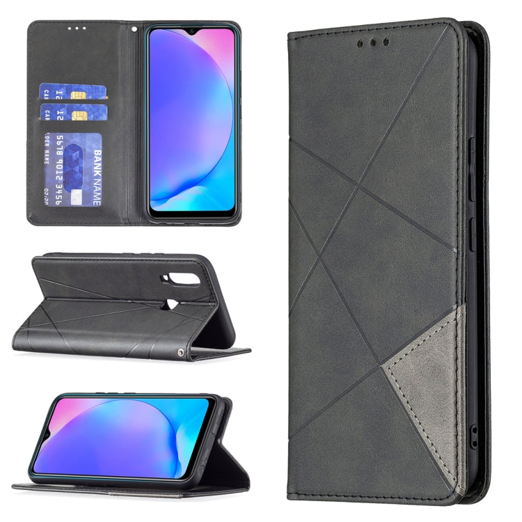 Custodia in pelle magnetica a rotazione orizzontale con struttura a rombo con supporto e slot per schede, For vivo V21e 4G, For vivo V21e 5G, For vivo V21, For vivo Y11/Y15/Y12/Y17