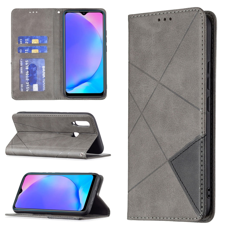Custodia in pelle magnetica a rotazione orizzontale con struttura a rombo con supporto e slot per schede, For vivo V21e 4G, For vivo V21e 5G, For vivo V21, For vivo Y11/Y15/Y12/Y17