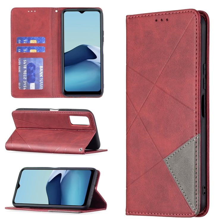 Custodia in pelle magnetica a rotazione orizzontale con struttura a rombo con supporto e slot per schede, For vivo Y20, For vivo Y51 2020 / Y51a / Y51s
