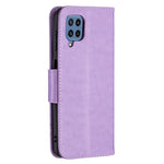 Custodia in pelle PU a vibrazione orizzontale con motivo a due farfalle in rilievo con supporto e slot per schede, portafoglio e cordino, For Samsung Galaxy M32