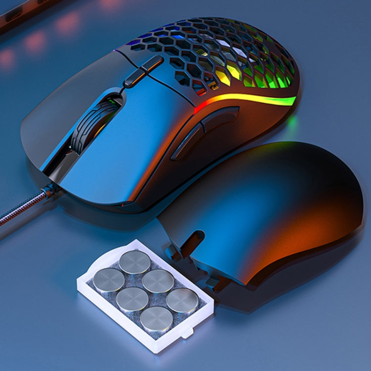 iMICE T60 Mouse da gioco a nido d'ape cablato luminoso colorato personalizzato a 7 tasti, lunghezza cavo: 1,8 m, T60