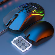 iMICE T60 Mouse da gioco a nido d'ape cablato luminoso colorato personalizzato a 7 tasti, lunghezza cavo: 1,8 m, T60