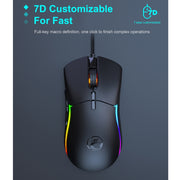 iMICE T60 Mouse da gioco a nido d'ape cablato luminoso colorato personalizzato a 7 tasti, lunghezza cavo: 1,8 m, T60