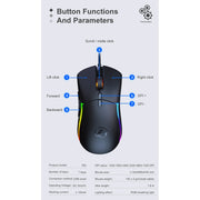 iMICE T60 Mouse da gioco a nido d'ape cablato luminoso colorato personalizzato a 7 tasti, lunghezza cavo: 1,8 m, T60