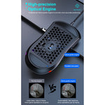 iMICE T60 Mouse da gioco a nido d'ape cablato luminoso colorato personalizzato a 7 tasti, lunghezza cavo: 1,8 m, T60