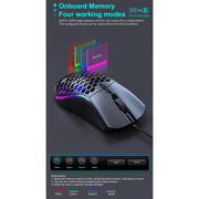 iMICE T60 Mouse da gioco a nido d'ape cablato luminoso colorato personalizzato a 7 tasti, lunghezza cavo: 1,8 m, T60