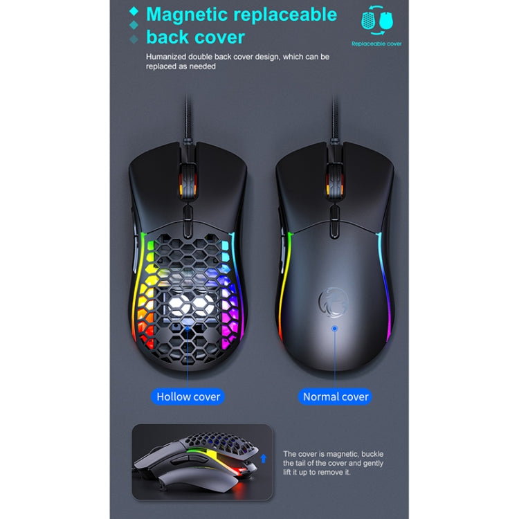 iMICE T60 Mouse da gioco a nido d'ape cablato luminoso colorato personalizzato a 7 tasti, lunghezza cavo: 1,8 m, T60