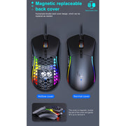 iMICE T60 Mouse da gioco a nido d'ape cablato luminoso colorato personalizzato a 7 tasti, lunghezza cavo: 1,8 m, T60