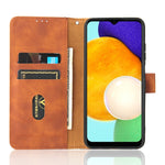 Tinta unita Skin Feel Fibbia magnetica Flip orizzontale Custodia in pelle PU con struttura in vitello con supporto e slot per schede e portafoglio, For Samsung Galaxy A03s