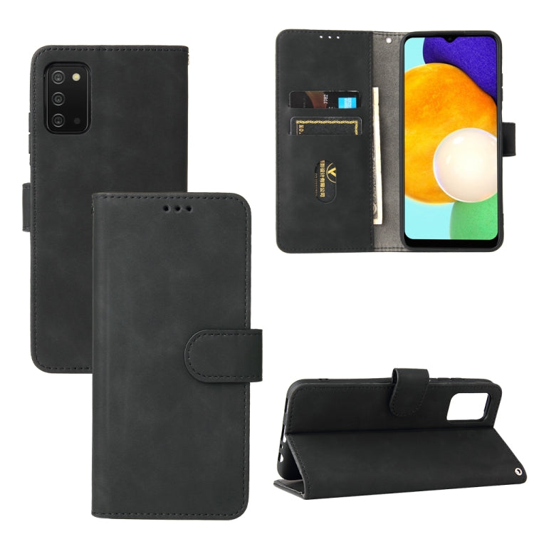 Tinta unita Skin Feel Fibbia magnetica Flip orizzontale Custodia in pelle PU con struttura in vitello con supporto e slot per schede e portafoglio, For Samsung Galaxy A03s