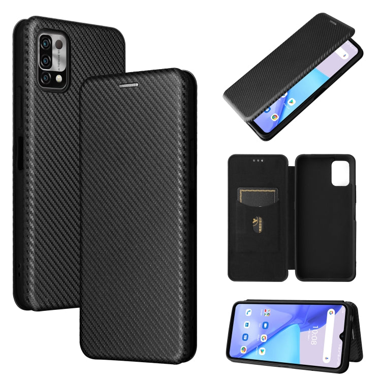 Struttura in fibra di carbonio Flip orizzontale magnetico Custodia in pelle TPU + PC + PU con slot per schede, For UMIDIGI Power 5