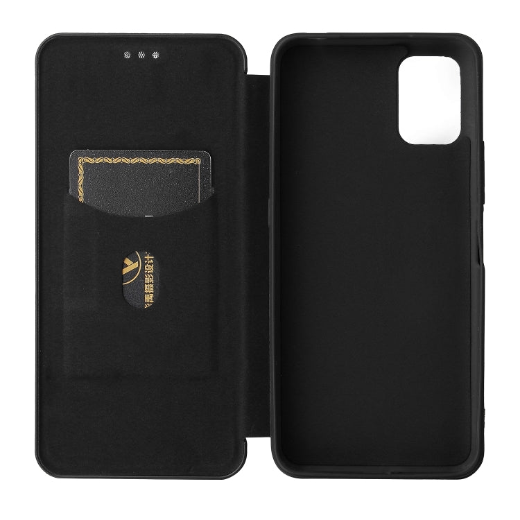 Struttura in fibra di carbonio Flip orizzontale magnetico Custodia in pelle TPU + PC + PU con slot per schede, For UMIDIGI Power 5