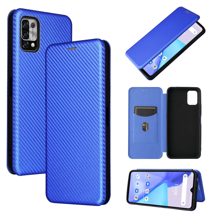 Struttura in fibra di carbonio Flip orizzontale magnetico Custodia in pelle TPU + PC + PU con slot per schede, For UMIDIGI Power 5