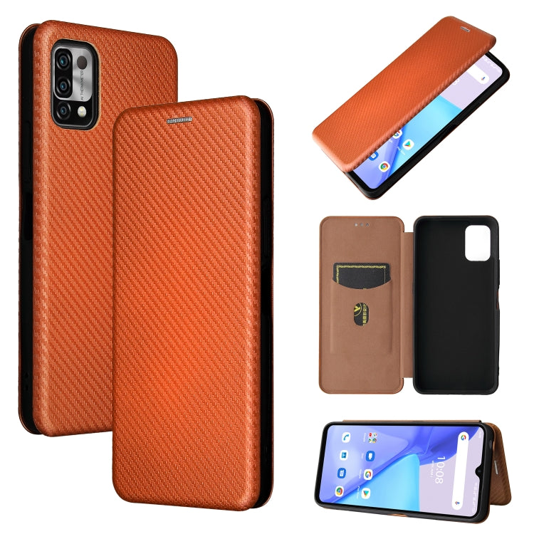 Struttura in fibra di carbonio Flip orizzontale magnetico Custodia in pelle TPU + PC + PU con slot per schede, For UMIDIGI Power 5