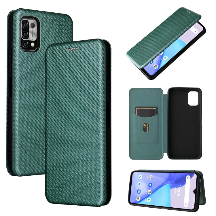 Struttura in fibra di carbonio Flip orizzontale magnetico Custodia in pelle TPU + PC + PU con slot per schede, For UMIDIGI Power 5