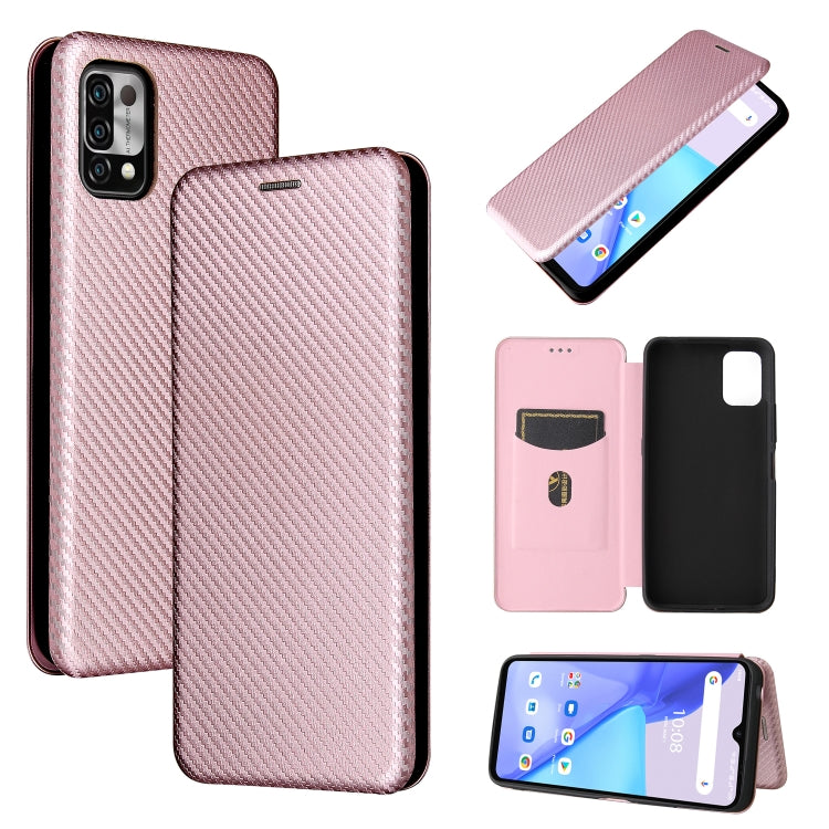 Struttura in fibra di carbonio Flip orizzontale magnetico Custodia in pelle TPU + PC + PU con slot per schede, For UMIDIGI Power 5