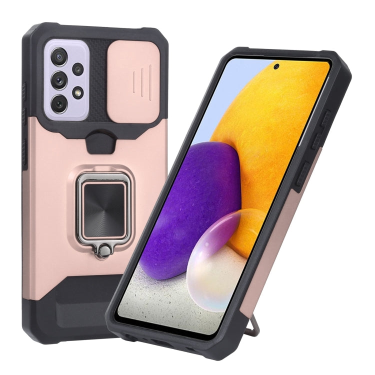 Cover per fotocamera scorrevole Design Custodia antiurto per PC + TPU con supporto per anello e slot per schede, For Google Pixel 5a 5G, For Samsung Galaxy A42 5G, For Samsung Galaxy A72 5G, For Samsung Galaxy Note20 Ultra