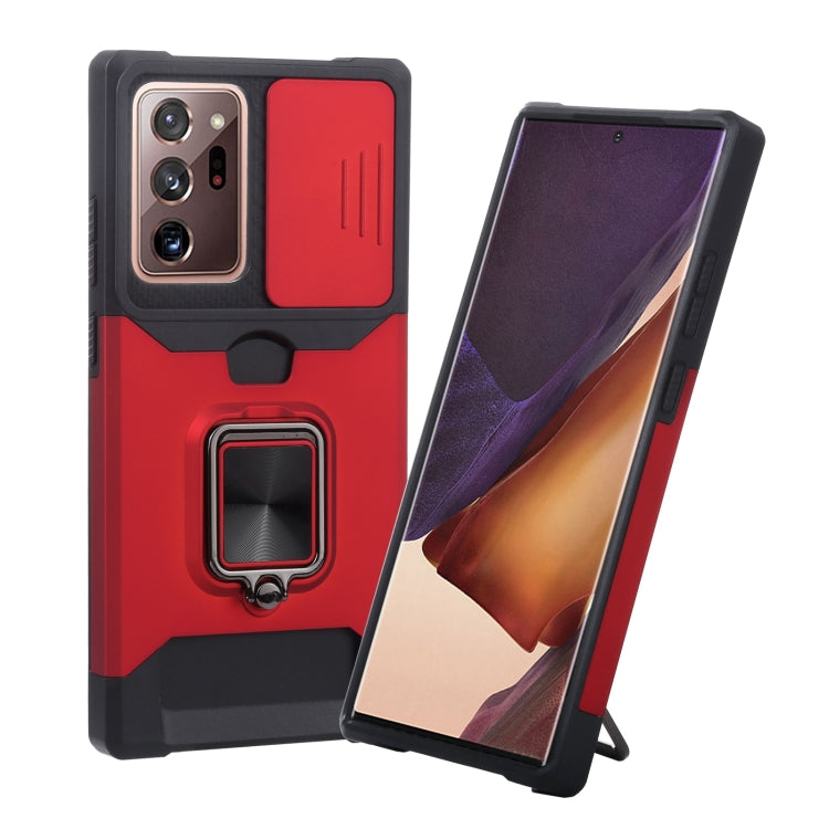 Cover per fotocamera scorrevole Design Custodia antiurto per PC + TPU con supporto per anello e slot per schede, For Google Pixel 5a 5G, For Samsung Galaxy A42 5G, For Samsung Galaxy A72 5G, For Samsung Galaxy Note20 Ultra