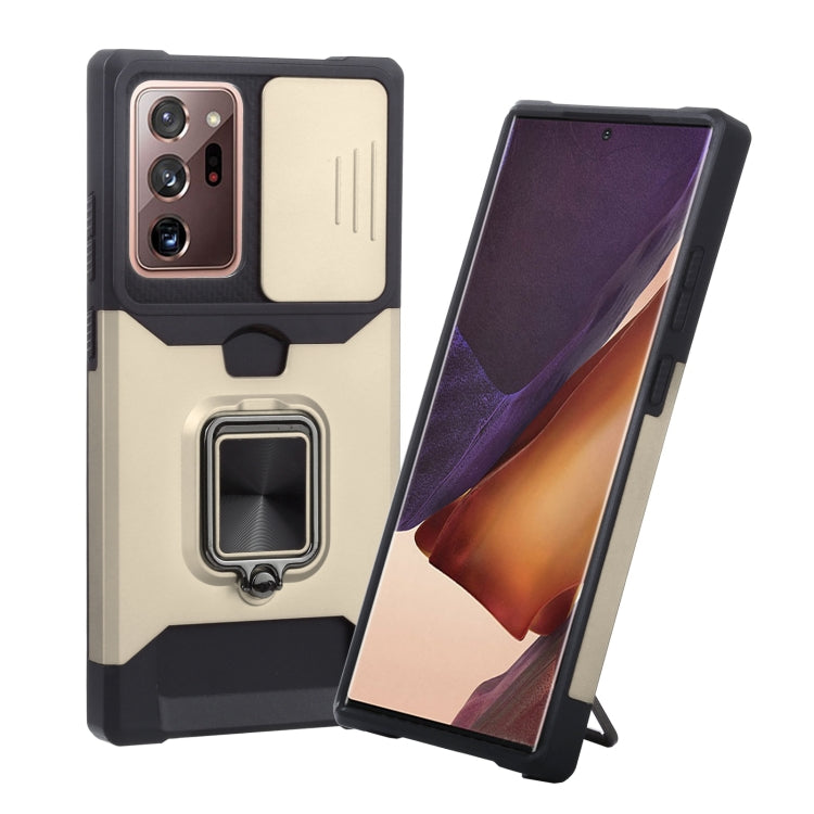 Cover per fotocamera scorrevole Design Custodia antiurto per PC + TPU con supporto per anello e slot per schede, For Google Pixel 5a 5G, For Samsung Galaxy A42 5G, For Samsung Galaxy A72 5G, For Samsung Galaxy Note20 Ultra