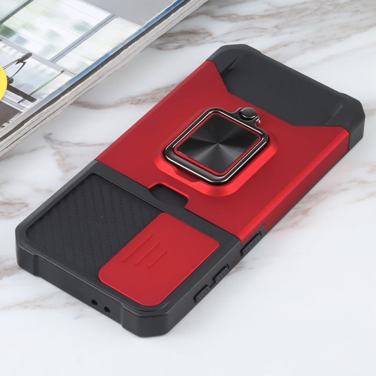 Cover per fotocamera scorrevole Design Custodia antiurto per PC + TPU con supporto per anello e slot per schede, For Samsung Galaxy S21 5G, For Samsung Galaxy S21+ 5G, For Samsung Galaxy Note20