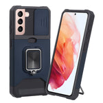 Cover per fotocamera scorrevole Design Custodia antiurto per PC + TPU con supporto per anello e slot per schede, For Samsung Galaxy S21 5G, For Samsung Galaxy S21+ 5G, For Samsung Galaxy Note20