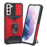 Cover per fotocamera scorrevole Design Custodia antiurto per PC + TPU con supporto per anello e slot per schede, For Samsung Galaxy S21 5G, For Samsung Galaxy S21+ 5G, For Samsung Galaxy Note20