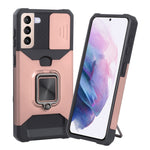 Cover per fotocamera scorrevole Design Custodia antiurto per PC + TPU con supporto per anello e slot per schede, For Samsung Galaxy S21 5G, For Samsung Galaxy S21+ 5G, For Samsung Galaxy Note20