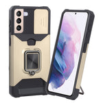 Cover per fotocamera scorrevole Design Custodia antiurto per PC + TPU con supporto per anello e slot per schede, For Samsung Galaxy S21 5G, For Samsung Galaxy S21+ 5G, For Samsung Galaxy Note20