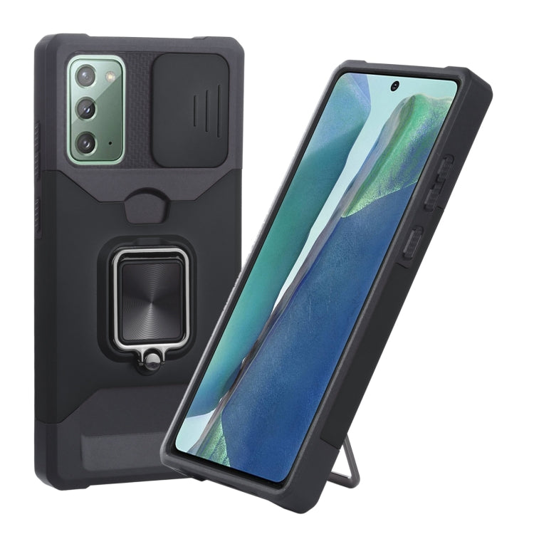 Cover per fotocamera scorrevole Design Custodia antiurto per PC + TPU con supporto per anello e slot per schede, For Samsung Galaxy S21 5G, For Samsung Galaxy S21+ 5G, For Samsung Galaxy Note20