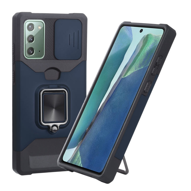Cover per fotocamera scorrevole Design Custodia antiurto per PC + TPU con supporto per anello e slot per schede, For Samsung Galaxy S21 5G, For Samsung Galaxy S21+ 5G, For Samsung Galaxy Note20