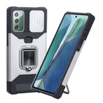 Cover per fotocamera scorrevole Design Custodia antiurto per PC + TPU con supporto per anello e slot per schede, For Samsung Galaxy S21 5G, For Samsung Galaxy S21+ 5G, For Samsung Galaxy Note20