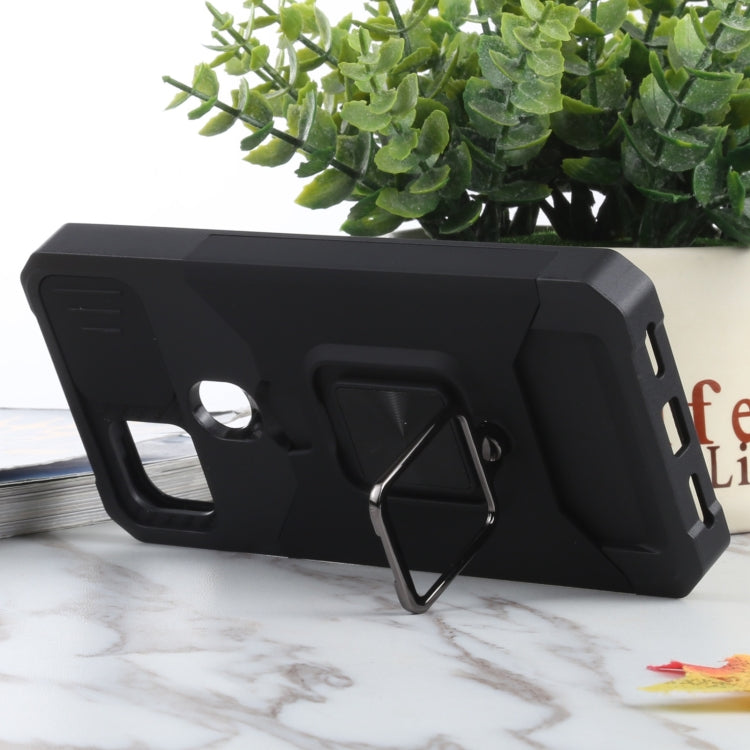 Cover per fotocamera scorrevole Design Custodia antiurto per PC + TPU con supporto per anello e slot per schede, For Google Pixel 5a 5G, For Samsung Galaxy A42 5G, For Samsung Galaxy A72 5G, For Samsung Galaxy Note20 Ultra