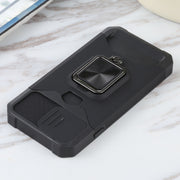 Cover per fotocamera scorrevole Design Custodia antiurto per PC + TPU con supporto per anello e slot per schede, For iPhone SE 2022 / SE 2020 / 8 / 7 / 6s / 6, For iPhone 8 Plus / 7 Plus / 6s Plus / 6 Plus