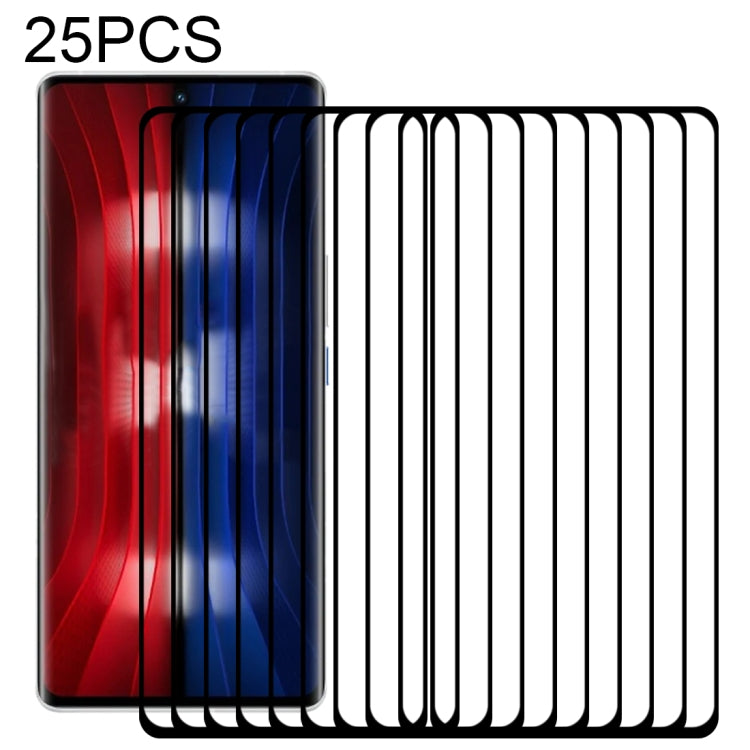 Pellicola in vetro temperato a schermo intero con bordo curvo 3D da 25 pezzi, For vivo iQOO 8 Pro (25 PCS)