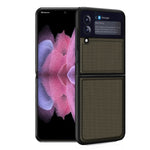 Custodia protettiva antiurto PU in fibra di carbonio tinta unita, For Samsung Galaxy Z Flip3 5G