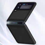 Custodia protettiva antiurto PU in fibra di carbonio tinta unita, For Samsung Galaxy Z Flip3 5G