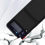 Custodia protettiva antiurto PU in fibra di carbonio tinta unita, For Samsung Galaxy Z Flip3 5G