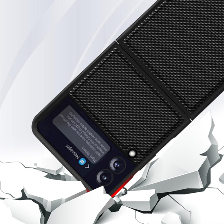Custodia protettiva antiurto PU in fibra di carbonio tinta unita, For Samsung Galaxy Z Flip3 5G