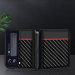 Custodia in pelle con giunzione antiurto in fibra di carbonio, For Samsung Galaxy Z Flip3 5G