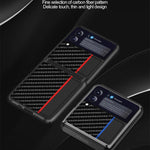 Custodia in pelle con giunzione antiurto in fibra di carbonio, For Samsung Galaxy Z Flip3 5G