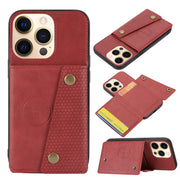 Custodia protettiva magnetica antiurto in PU + TPU con doppia fibbia con slot per schede e supporto, For iPhone 13 mini, For iPhone 13, For iPhone 13 Pro, For iPhone 13 Pro Max